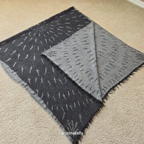 rag & bone Wool Dagger Scarf Reversible Black and Grey - Picture 6 of 13